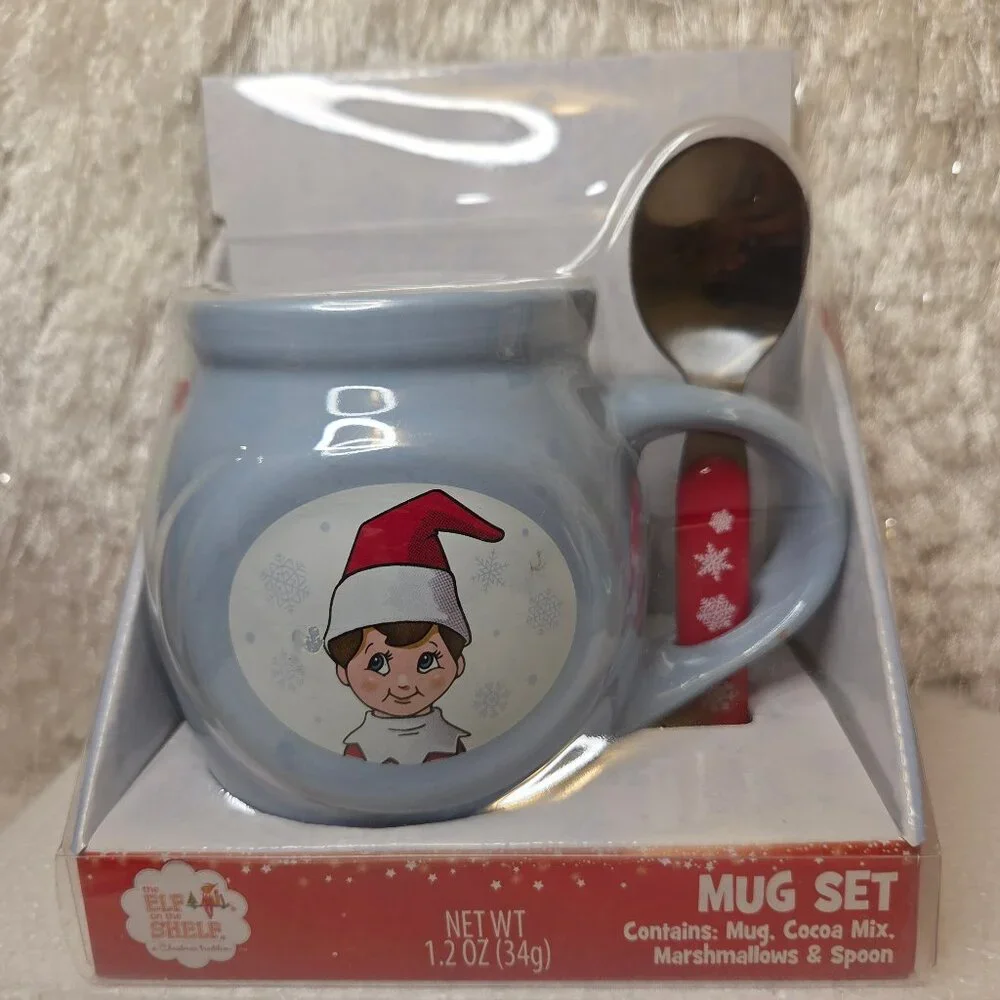 Frankford’s Elf on the Shelf Blue Christmas Mug & Spoon Holiday Gift Set - Picture 1 of 7